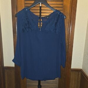 Signature Navy Lace Detail Blouse